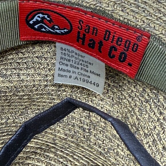 San Diego Hat Co. Packable Wide Brim Paper Sun Hat Chin Cord UPF 50+ With Tag - Picture 2 of 5